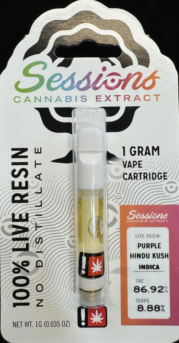 Sessions Live Resin Cartridge Purple Hindu Kush